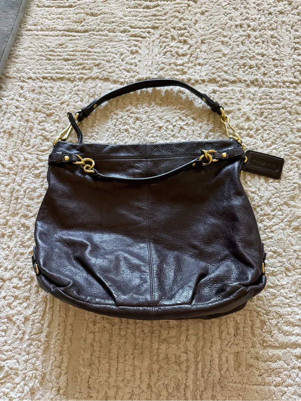 Coach Brooke Hobo bag dark brown pebbled leather